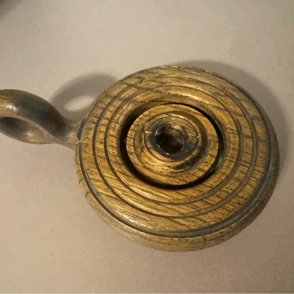 vintage oak candle holder